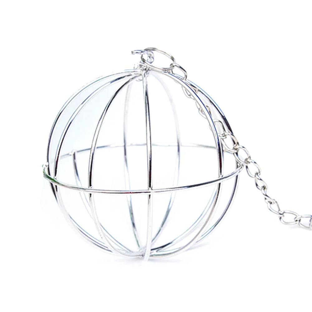 Stainless Steel Round Sphere Feed Dispense Exercise Hanging Hay Ball Guinea Pig Hamster Rabbit Electroplating Grass Ball Pet 