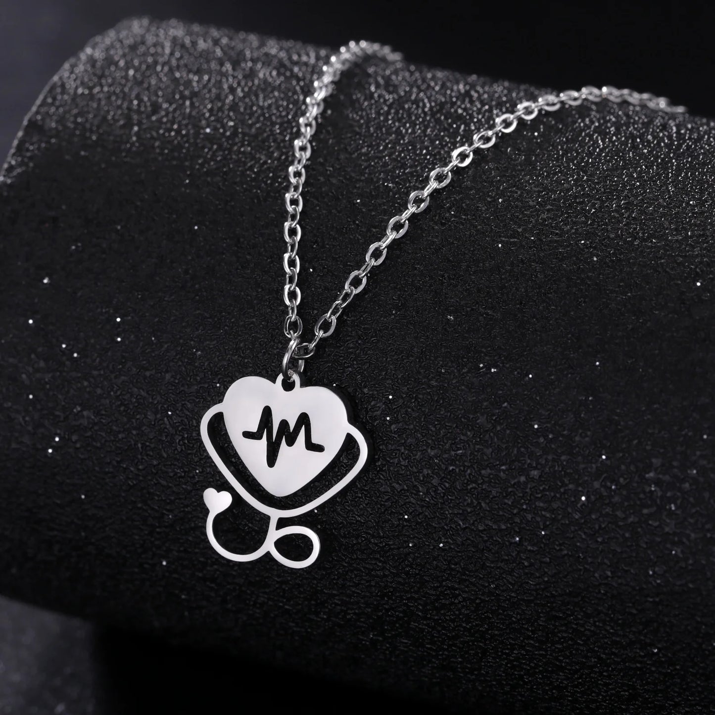Stethoscope Heartbeat Necklace for Women Men Stainless Steel Hot Fashion Pendants Jewelry Gifts for Medical Nurse Doctor