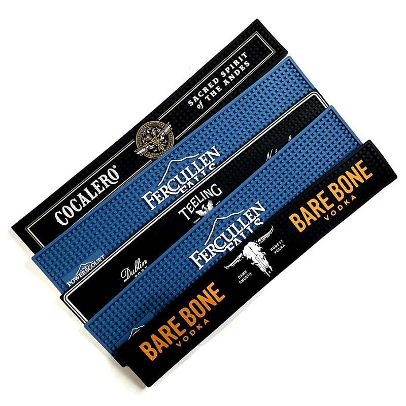 60x10cm Logo Embossed Soft PVC Bar Mat Coffee Bar Mats