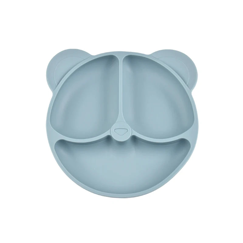 Custom LOGO Color Packaging Manufacturers Processing Silicone Panda Dinner Plate Wooden Handle Spoon Fork Auxiliary Training 