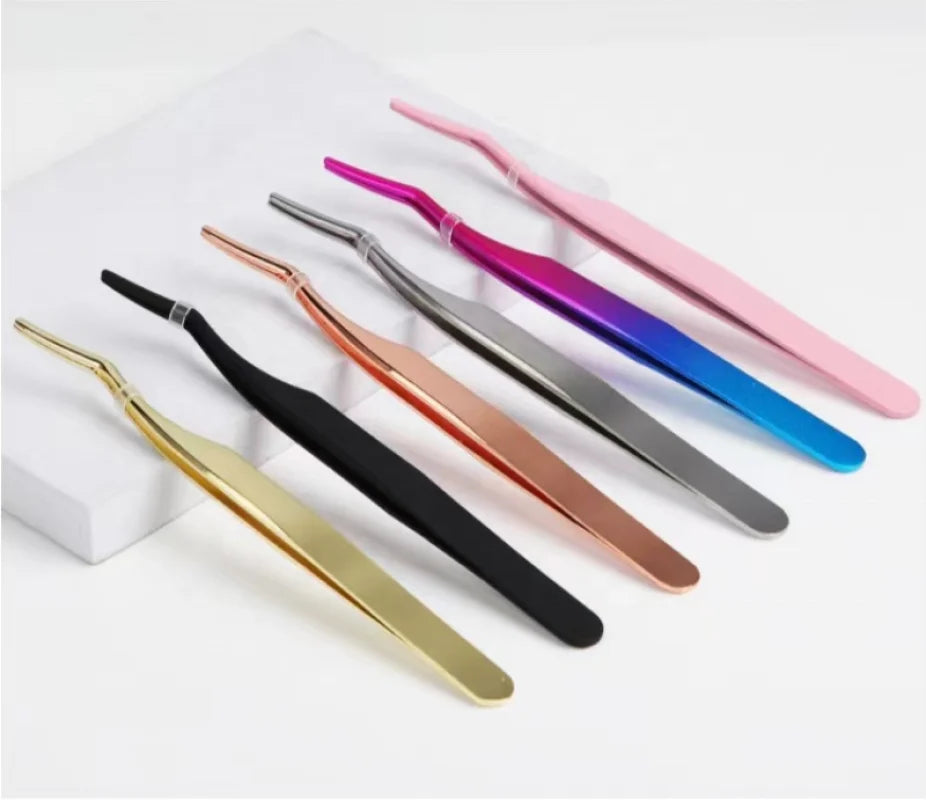 High Quality Private Label Fiber Tip Tweezer for Ear Seeds Lash Tweezers Custom Logo Box Packaging Lash Extension Tweezers