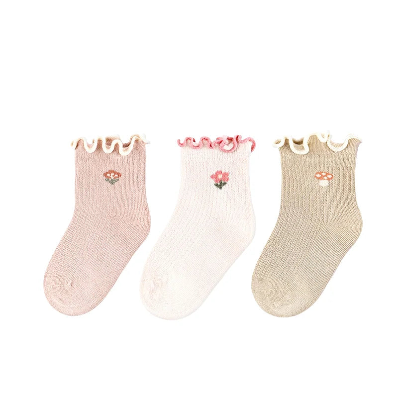 Summer Newborn Sports Socks Cute Floral Pattern Printed Thin Mesh Anti-Slip Breathable Knitted Cotton Baby Socks Ankle-High