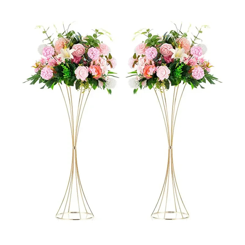 Gold Metal Flower Centerpieces for Wedding Tables Geometric Floral Centerpiece Stand for Tabletop Event Party Birthday