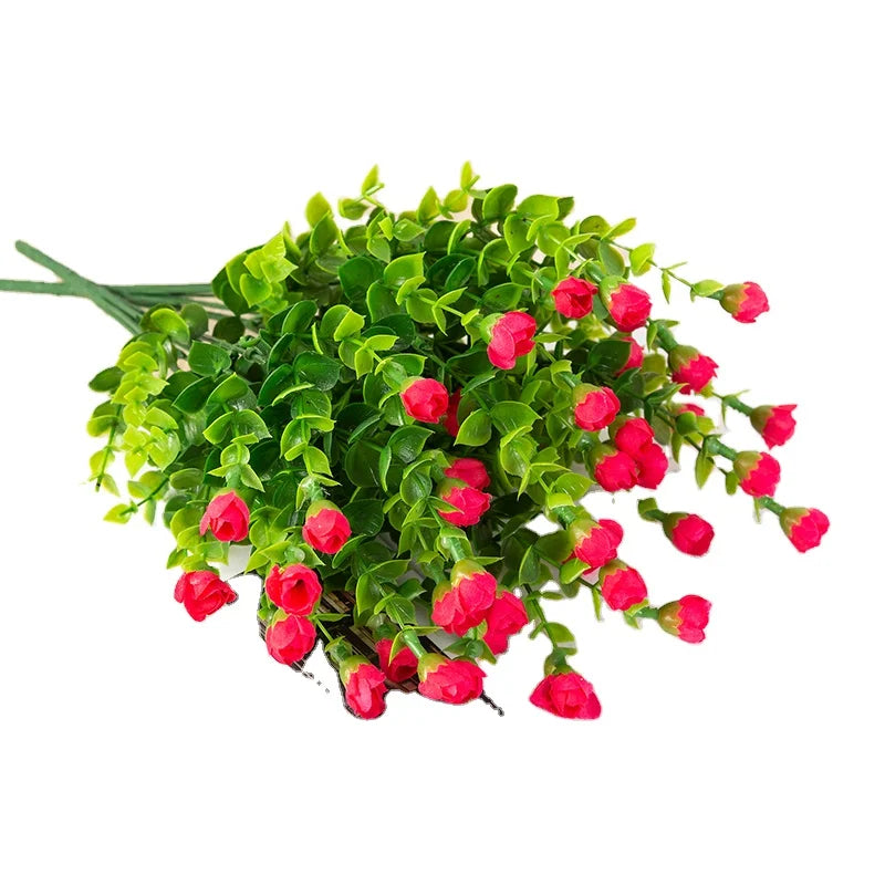 Artificial Rose Plastic Artificial Rose  Eucalyptus Bouquet Home Decoration Flowers
