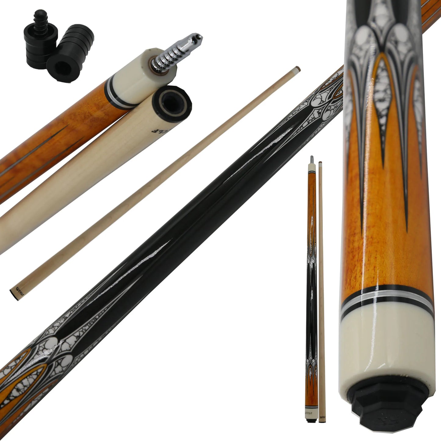 For Professional Fujian Carom Pool Cue with Stainless Steel Joint Maple Shaft Center Joint 1/2 Split Cue