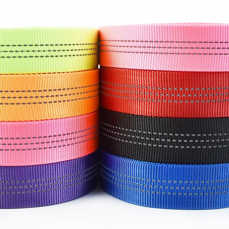 Meetee RC911 2.5cm Garment Shoes Hat Sewing Accessories Tubular Tape Double-layer Reflective Nylon Ribbon Webbing