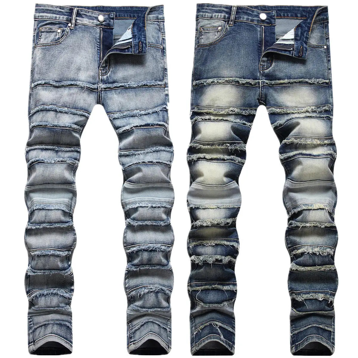AeeDenim Wholesale OEM High Street Ripped Stretch Jeans Small Feet Rock Trendy Slim Fit Explosive Embroidered Denim Jeans