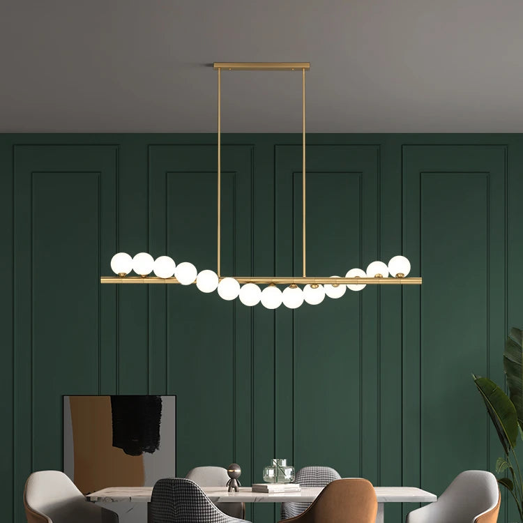 White Creative Personality Glass Globe Chandelier Living Room Dining Room Beaded Design Cafe Clothing Store Decorative Lighti