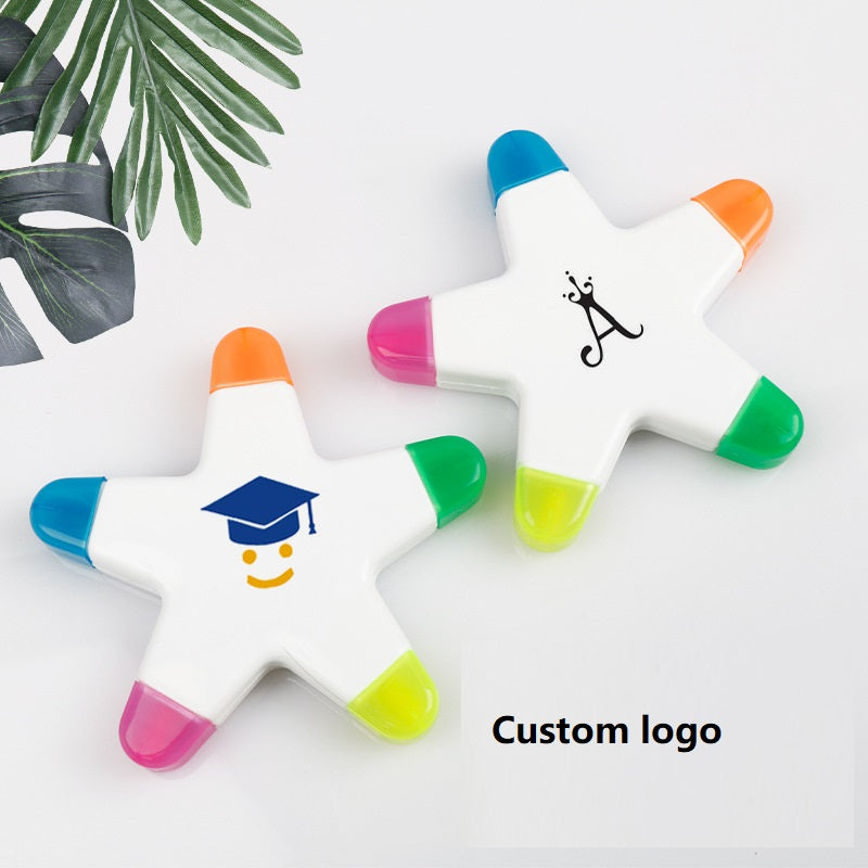 Five Pointed Star Highlighter Star 5-color Student Marker Professional Business Gift Engraving logo