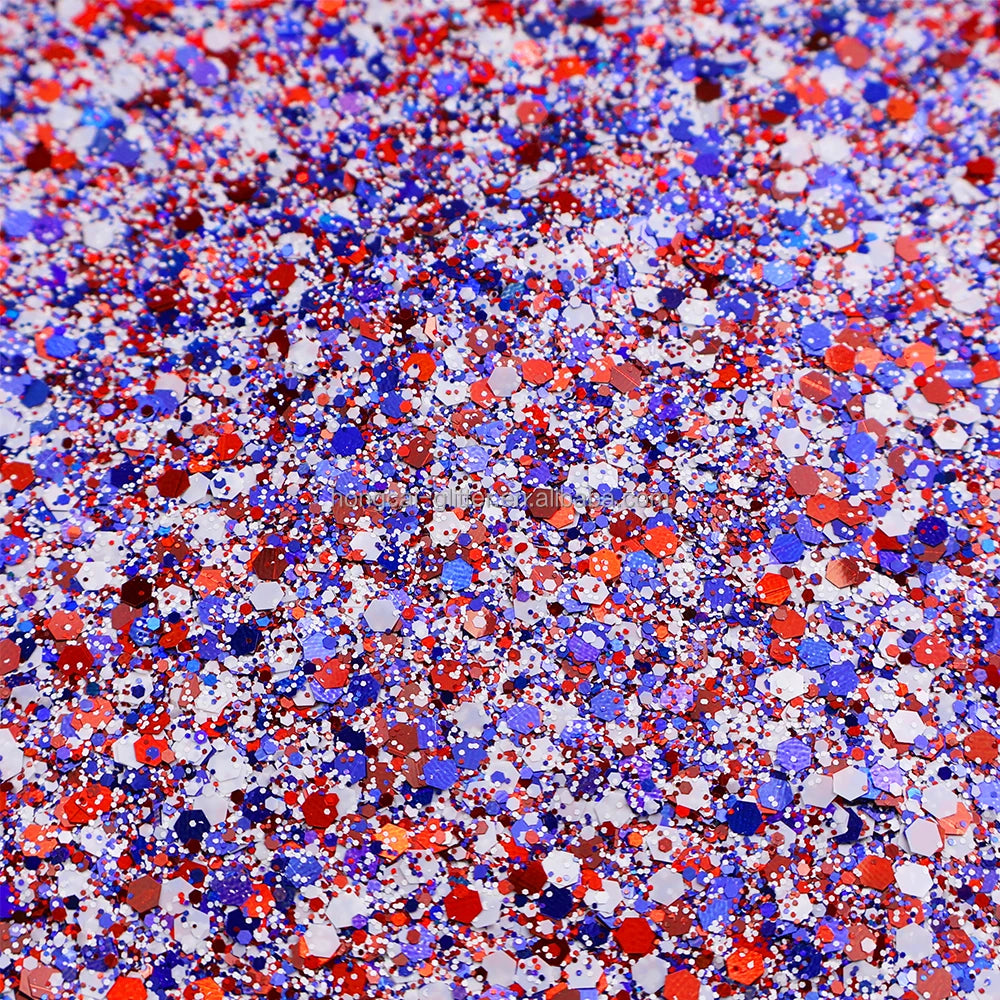 Independence Day Glitter for Nail Arts and July 4th Resin Crafts Chunky Mixed Polyester Glitters Christmas Decorations