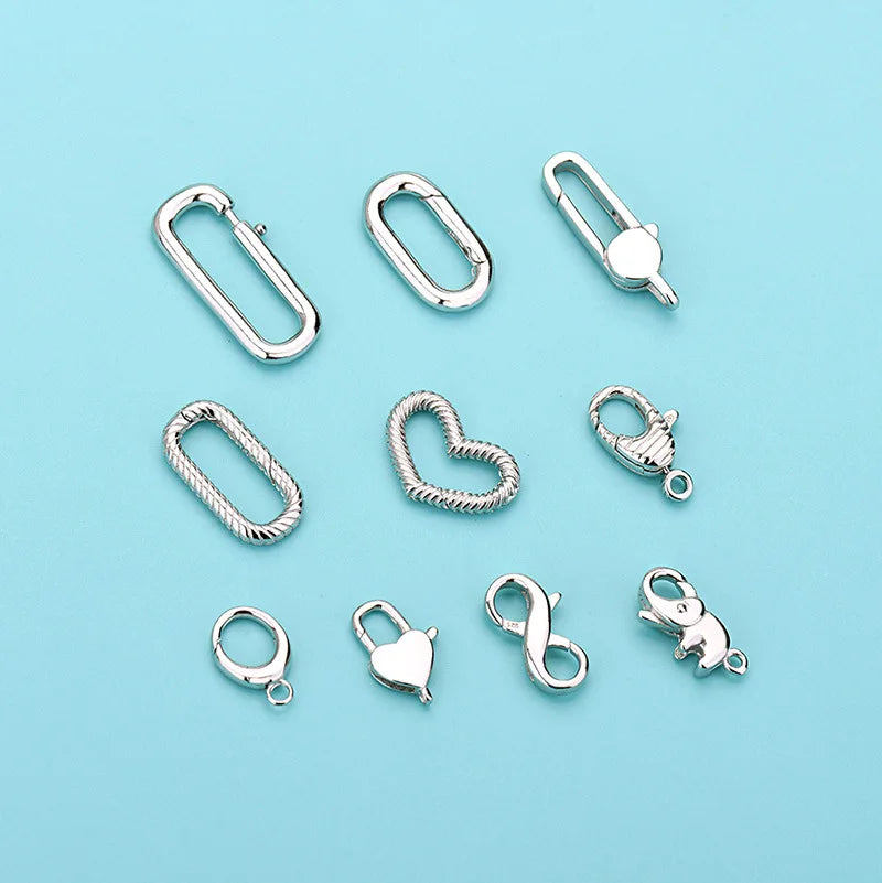S925 Sterling Silver Necklace Bracelet Buckle Connection Clasps for Jewelry Making Handmade DIY Accessories Buckle Snap Hook