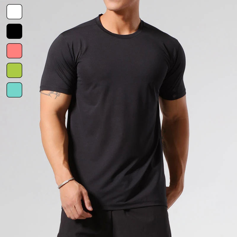 Polyester Elastane Quick Dry Stretch Compression Athletic Bodybuilding Muscle Fit Running Mens Sports T-shirt Gym Print Blank