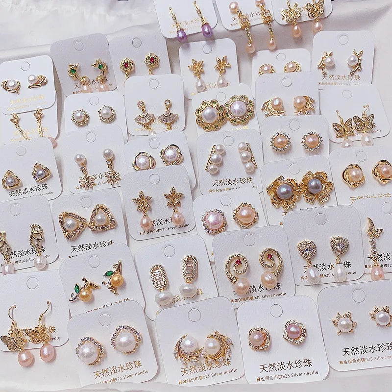 Mixed New Jewelry Designer Wholesale Gold Plated Wedding Pearl Earrings for Women Jewelry Gift Bulk and Random