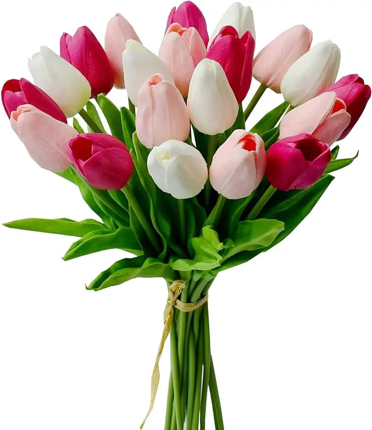 Multicolor Artificial Tulips Flowers PU Tulip Bouquet Real Touch Flower Arrangement for Home Room Office Wedding Decoration