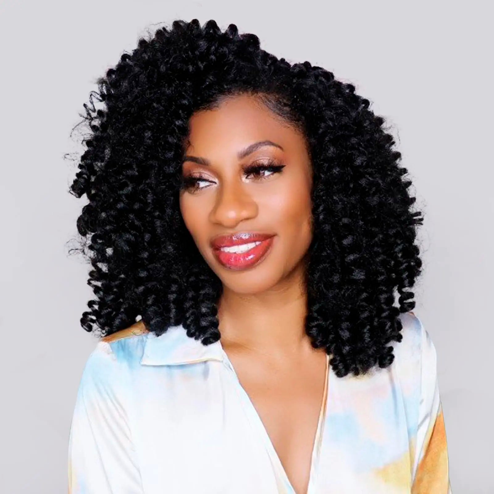 Wholesale Dyed Synthetic Bounce Crochet Hair 8 Inch Wand Curl for Women Pre Looped Short Curly Braids Hot Water Setting
