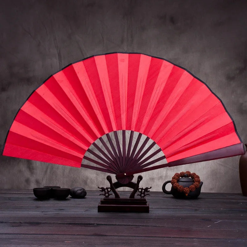 10 Inch Folding Fan Hand Silk Cloth DIY Chinese Folding Fan Wooden Bamboo Antiquity Fold Fans DIY Calligraphy Painting Decor