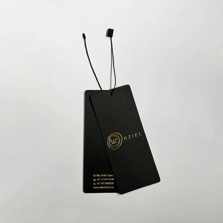 2025 Hot Sale Luxury Custom Eco-friendly Garment Labels Gold Stamping Own logo Clothes hang Tags