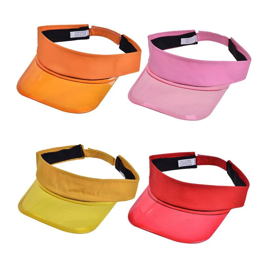 Custom Golf Striped Transparent UV Protection Sports Summer Hat Logo Multicolor Plastic Cap UV Sun Visor