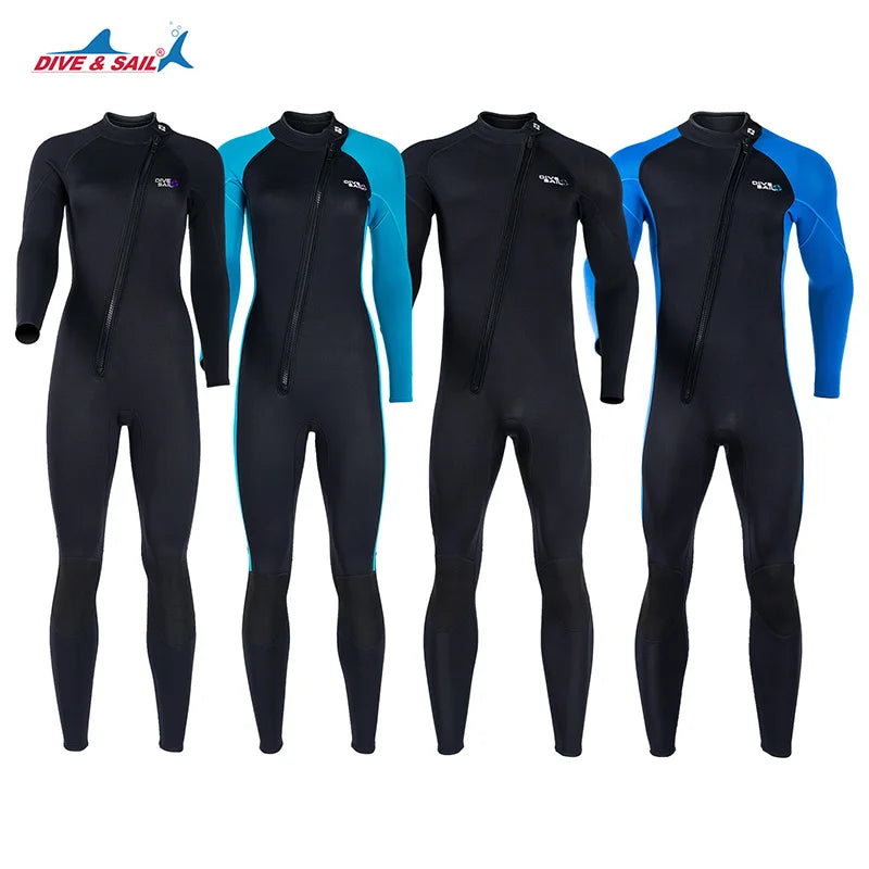 DIVE&SAIL 3mm Neoprene SCR Back Zipper Sport Wear Long Sleeve Pants Women Man Wetsuit for Swimwear