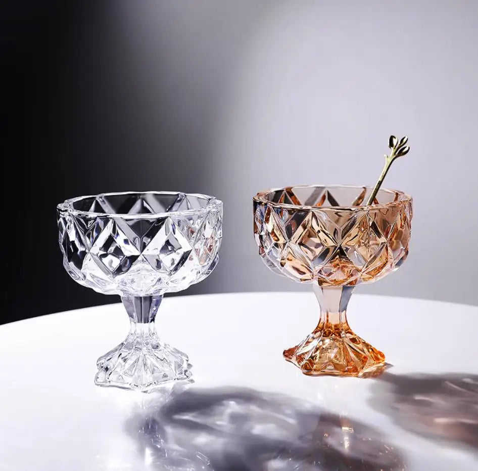 Wholesale Transparent Glass Ice Cream Cup 280ml Clear Dessert Cup Tall Footed Pudding Milkshake Yogurt Ice Cream Bowl