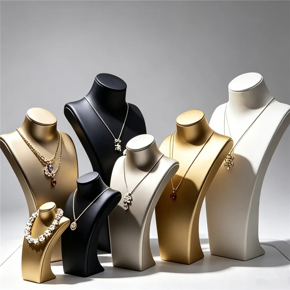 Necklace Display Shelf Window Jewelry Packaging Display Props Jewelry Display Mannequin Cream Leather Busy for Necklace
