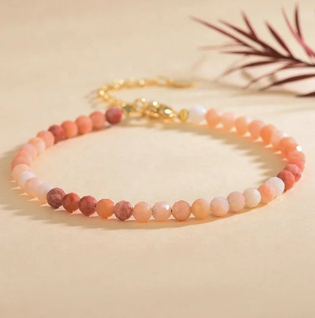 Dainty 3mm Faced Red Aventurine Bracelet for Women Jewelry 18k Brass Chain Natural Gemstone Healing Crystal Bracelet