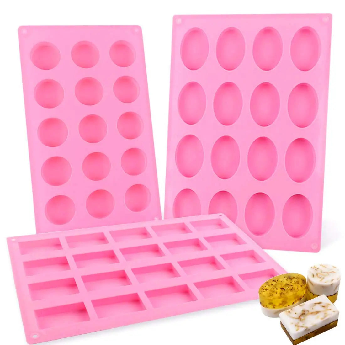 BPA Free Silicone Soap Molds Round Rectangle Oval Custom Soap Molds for Handmade Soap Candy Chocolate Cake Candle Making