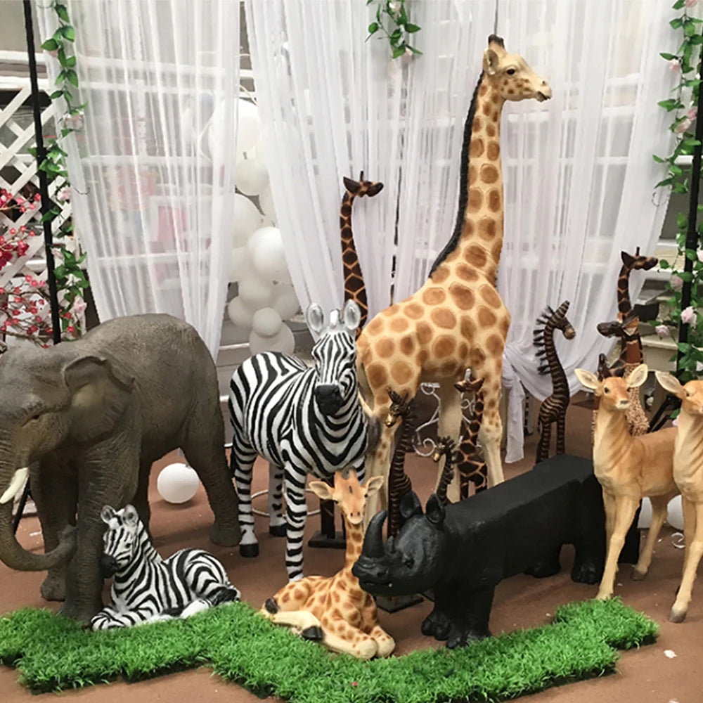 Support Custom New Product Jungle Theme Prop Hire Rent Resin Crafts Fiberglass Large Safari Animal Statue Supply Life Size