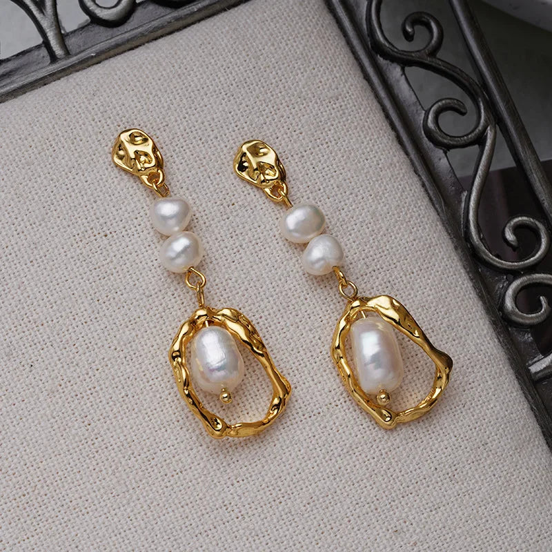 Hot Sale Vintage S925 Sterling Silver Exquisite Pearl Ring Earrings Fine Jewelry for Women
