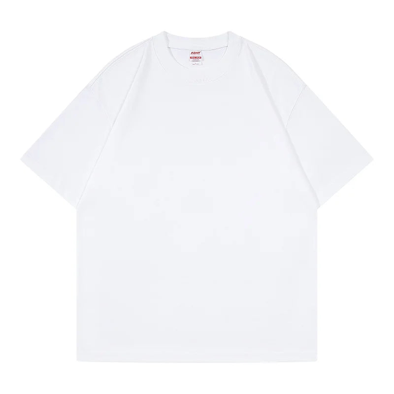 Wholesale Custom Your Brand Logo 100% Cotton White Solid Plain Blank 270G T Shirt Plain Tee Casual Men's T-shirts
