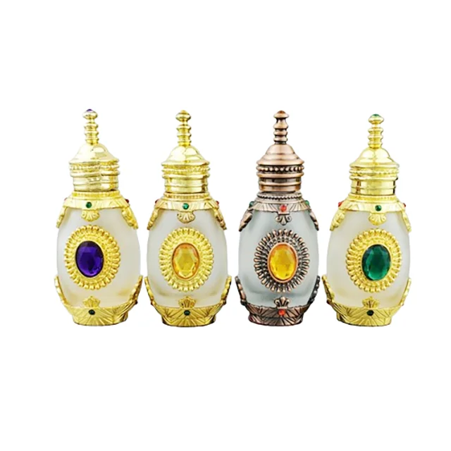 12ml Luxury Crystal Perfume Bottle Dubai Style Glass with Silver Cap for Skin and Print Essential Oil Cosmetic Bottle