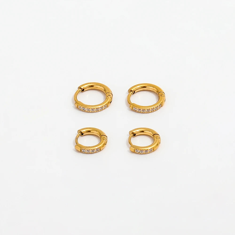 Fenny  Fashion No Fade Dainty Zirconia Pave Huggie Earring Designer for Women Wholesale Stainless Steel Ladies Jewelry
