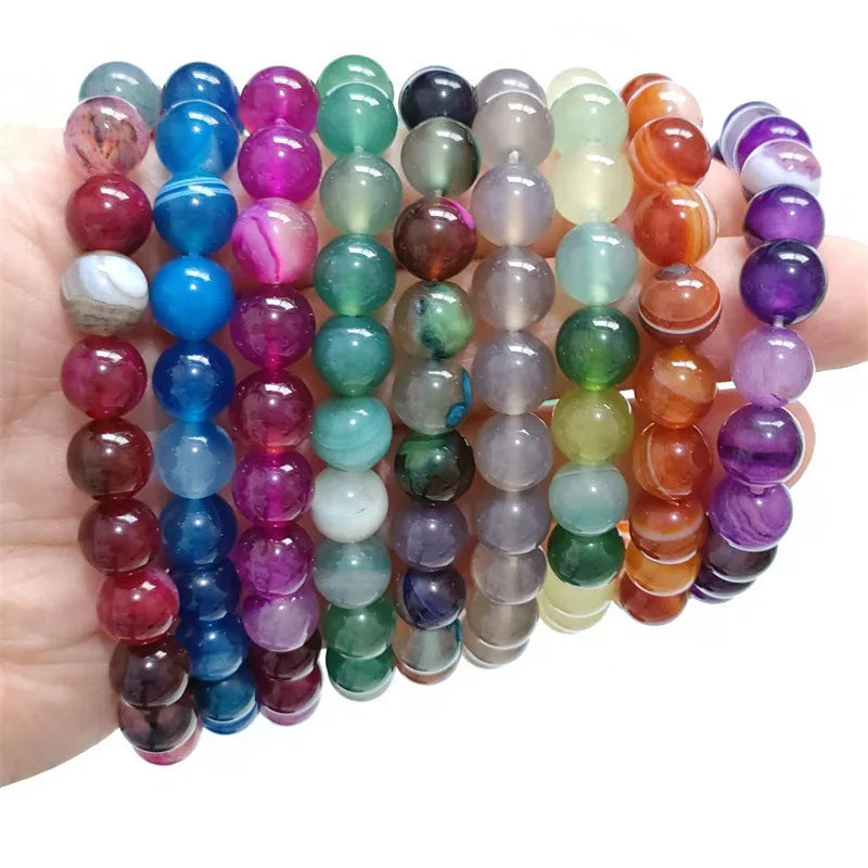 Natural Gemstone Bead Bracelet Healing Crystal Adjustable Stretch Bracelet 8mm Round Yoga Crystal Bracelet for Men Women Bang