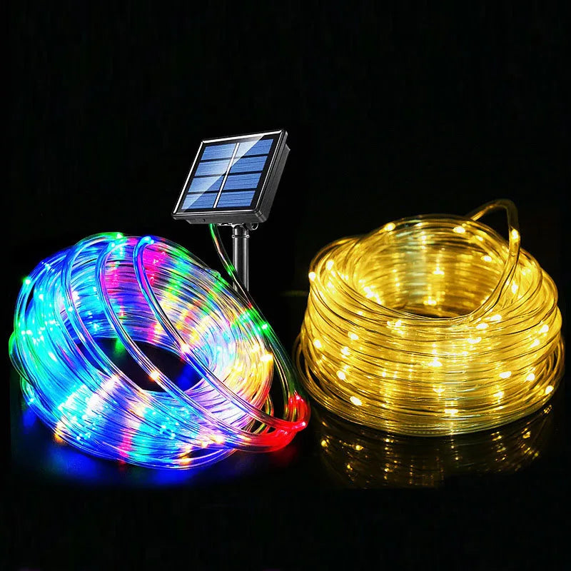 Solar Powered Copper Wire Rope Tube Lights Waterproof IP65 Christmas Garden Yard Patio Tree & Party Decor for Camping & Outdo