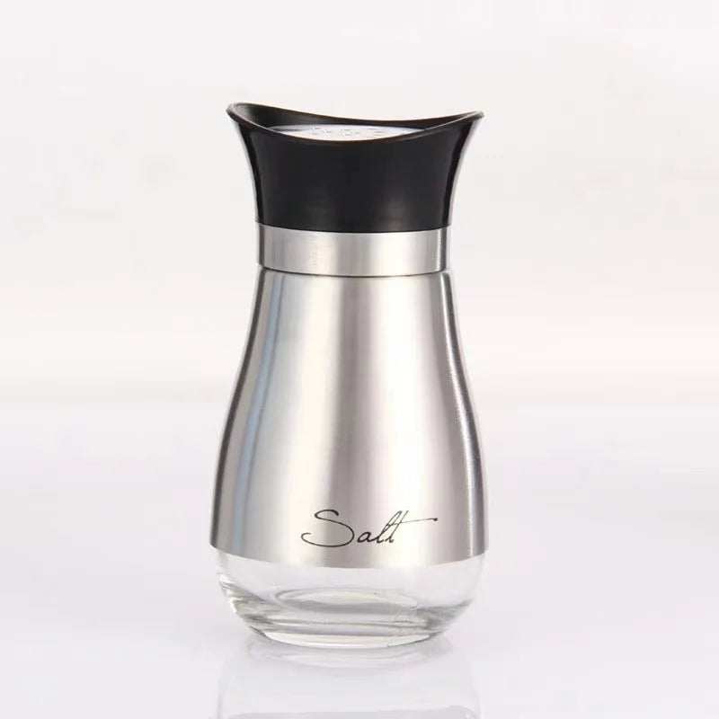 2024 Hot selling stainless steel glass Salt and pepper jar Barbecue seasoning jar cumin for Kitchen Cooking Table RV Camp