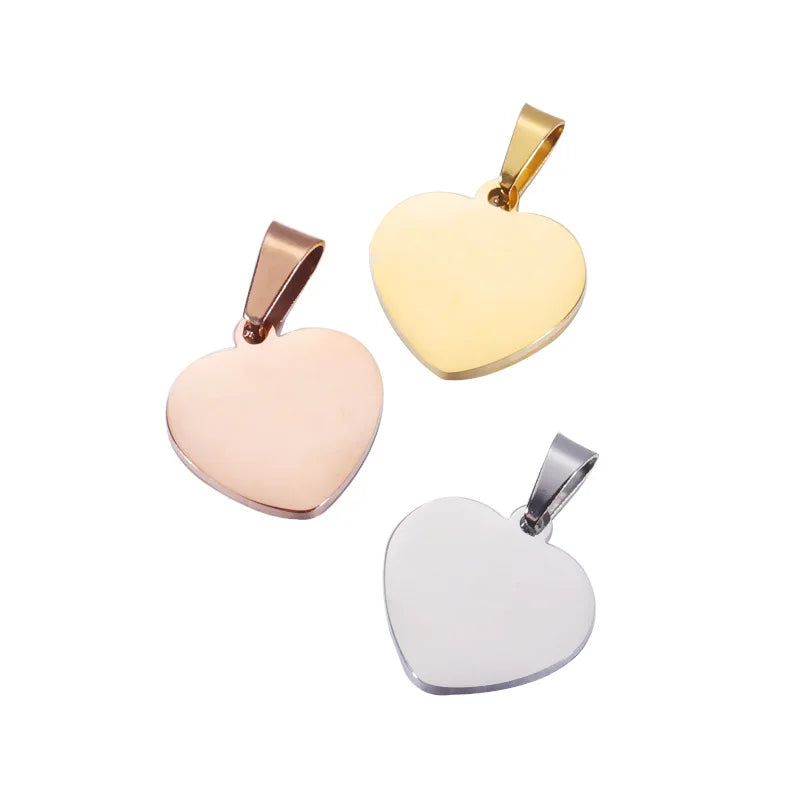 Factory Customization Personalized Mirror Polished Stainless Steel Hollow Pet Blank Label Heart Pendant Jewelry Wholesale