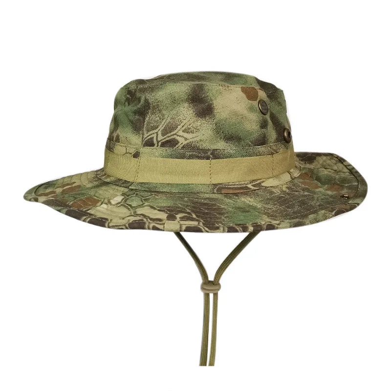 Adjustable Camo Safari Bucket Fishing Boonie Hat Camo Camouflage Boonie Hat With String