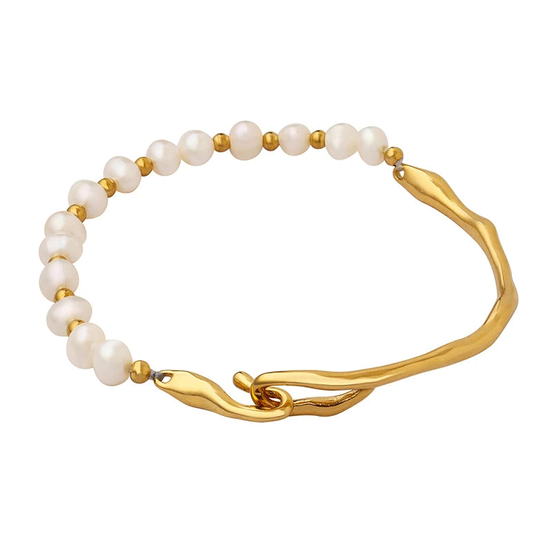 French Fashion Freshwater Pearl Stainless Steel Bracelet Hot Sale Colorless Bracelet
