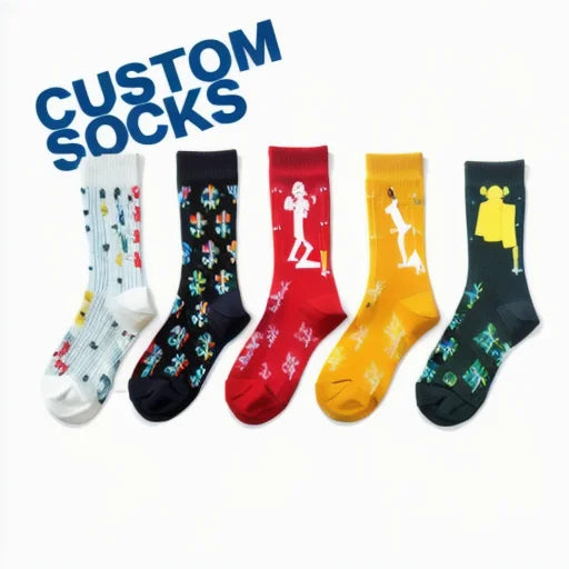 Designer Men's Casual Jacquard Knitted Cotton Crew Brands Socks Sweat-Absorbent Funny Sports Custom Socks Wholesale for Autum