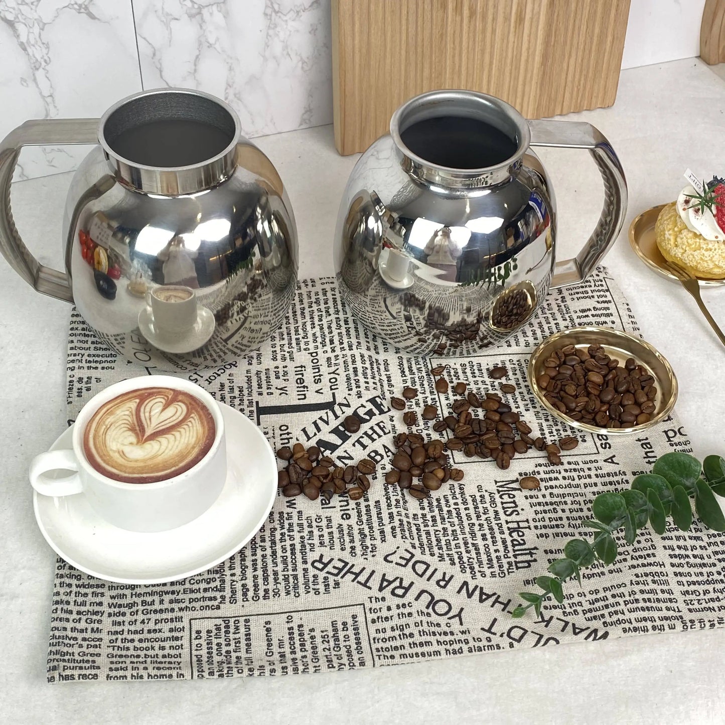 Zhenneng Factory Prices New Arrival Stainless Steel Portable Moka Pot 1.6L Eco-Friendly Coffee Server Airline Milk Coffee Pot