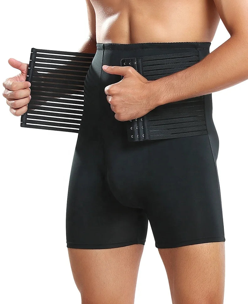 Men's Breathable Butt Lifting Slimming Pants High Waisted Slimming Pants Half Trousers Belly Controlling Waist Pants