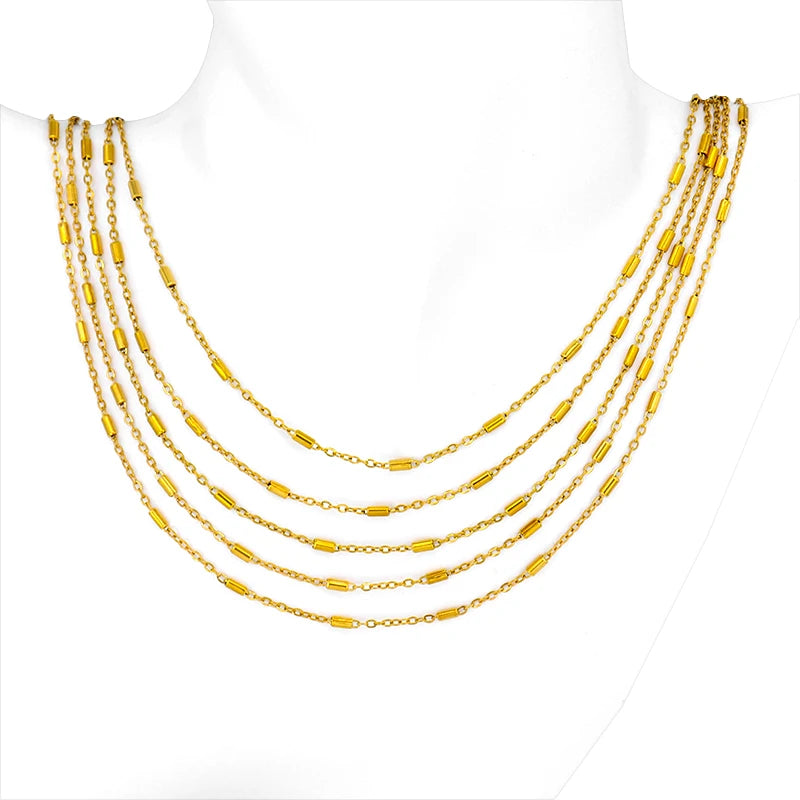 Wholesale Custom 18K Gold Plated Stainless Steel Jewelry  Round Snake Stainless Steel Chain Necklace for Men Women