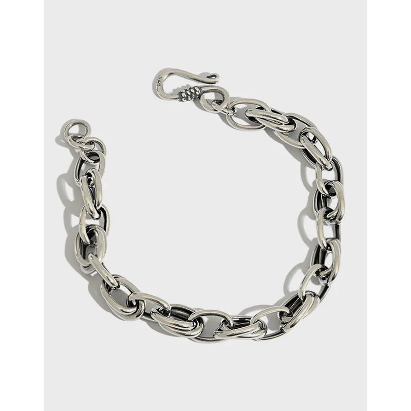 S925 Sterling Silver Smart Bracelets Simple Retro Designer Bracelets Women Chain Couple Bracelet Men Fashion Jewelry