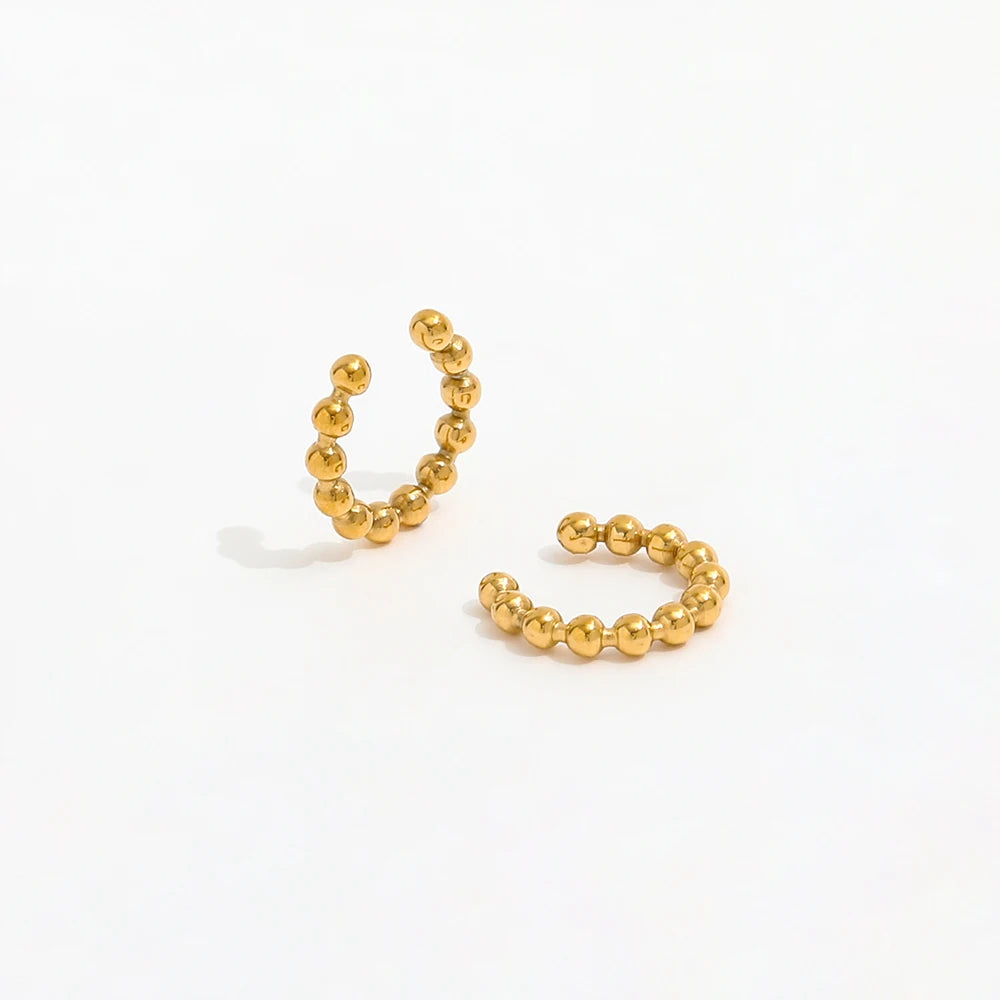 Fenny PVD Plated OD11MM Permanent Simple Beads Cuff Earring Tarnish Free Wholesale Stainless Steel Ladies Jewelry