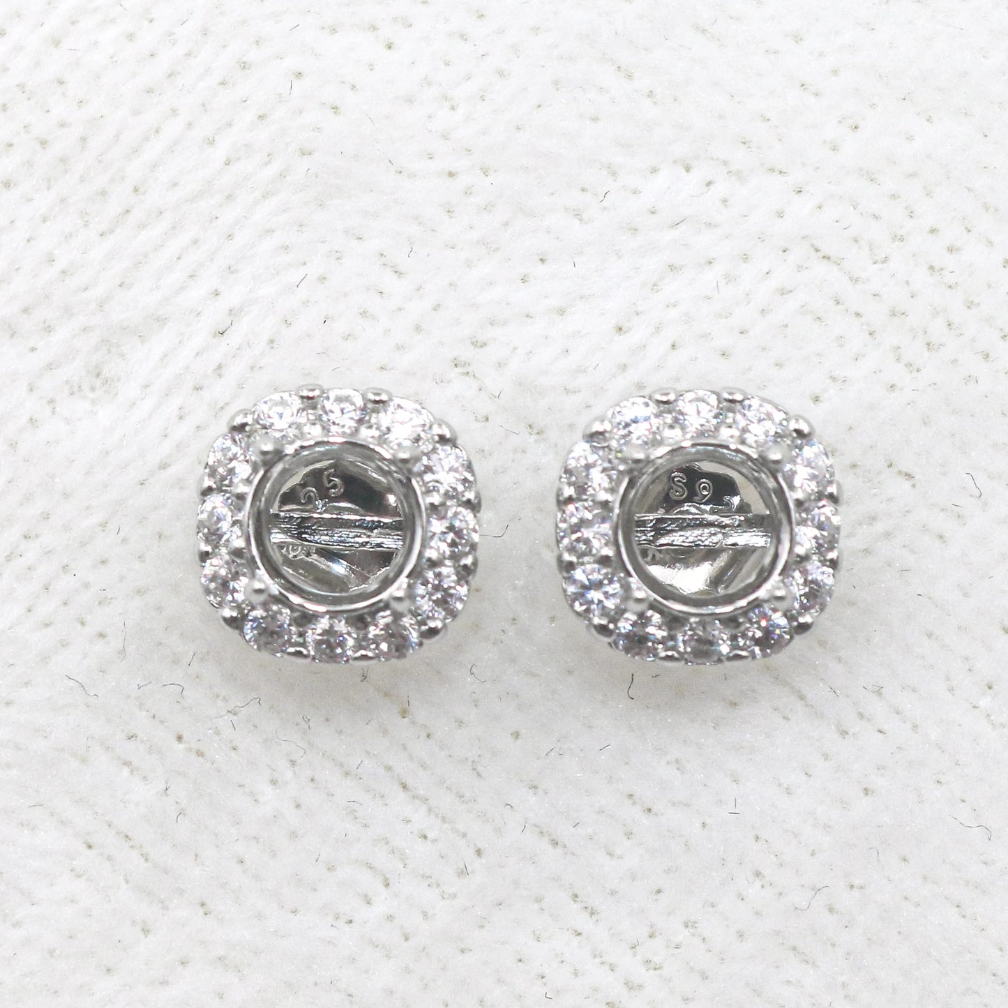 Sterling Silver 4mm/5mm Semi Mount Stud Earrings Empty Support Blank Claws Setting S925 Base Without Center Stone for DIY Inl