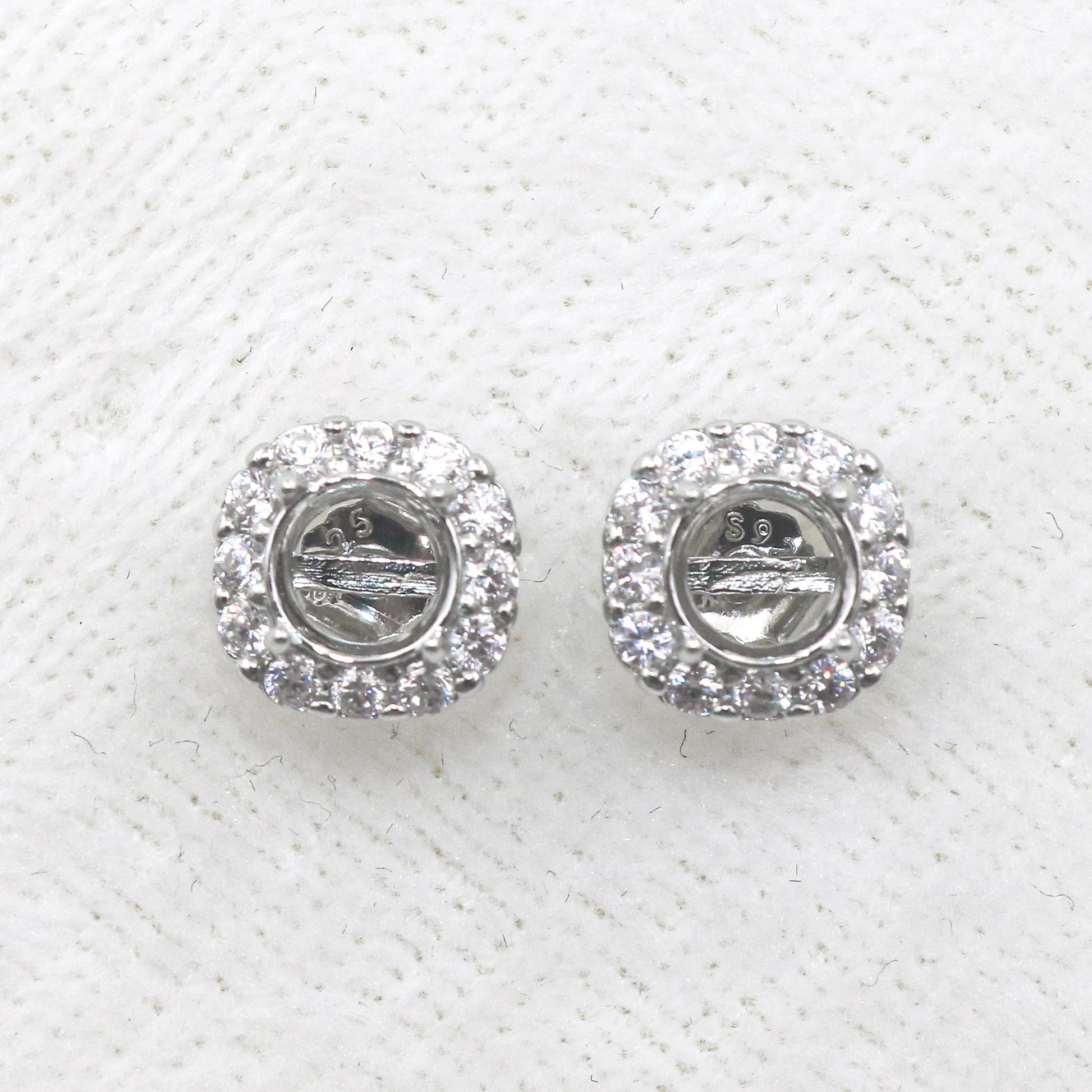 Sterling Silver 4mm/5mm Semi Mount Stud Earrings Empty Support Blank Claws Setting S925 Base Without Center Stone for DIY Inl