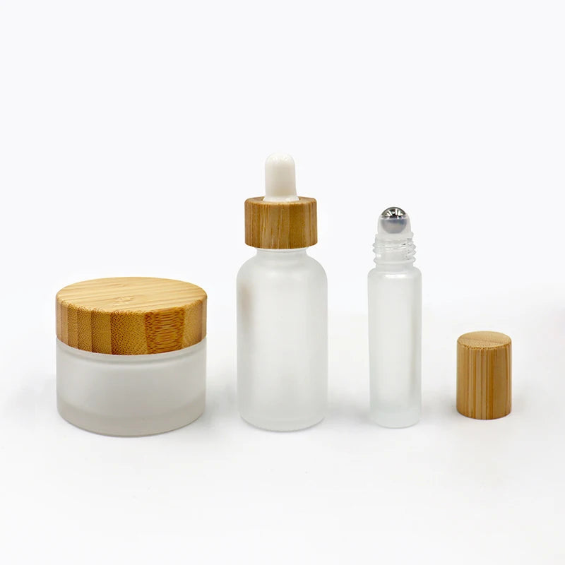 Custom Skin Care 15ml 30ml 50ml 100ml Bamboo Glass Dropper Bottle Serum Bottle with Bamboo Lid