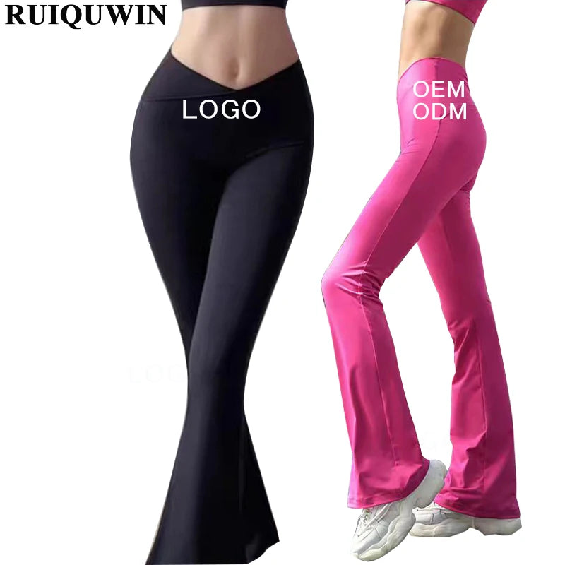 RUIQUWIN Factory Custom OEM Sports Workout Seamless Gym Leggings for Women Fitness Wear Clothes Yoga Pants Flare Leggings