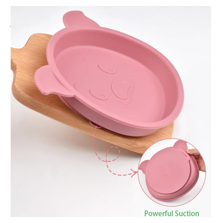 Cat-Shaped Assiette Divided Plate Kids Dining Baby Feeding Set for Toddlers Assorted Colors