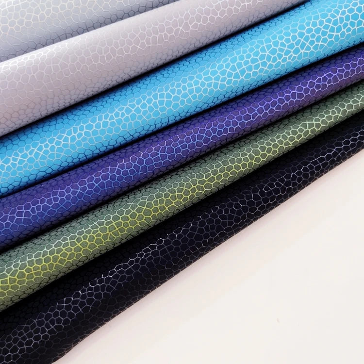 Colorful Hexagon Artificial Leather Thick Textured Faux PU Waterproof Stretch Fabric for Men Shoes Women Bags Furniture Craft